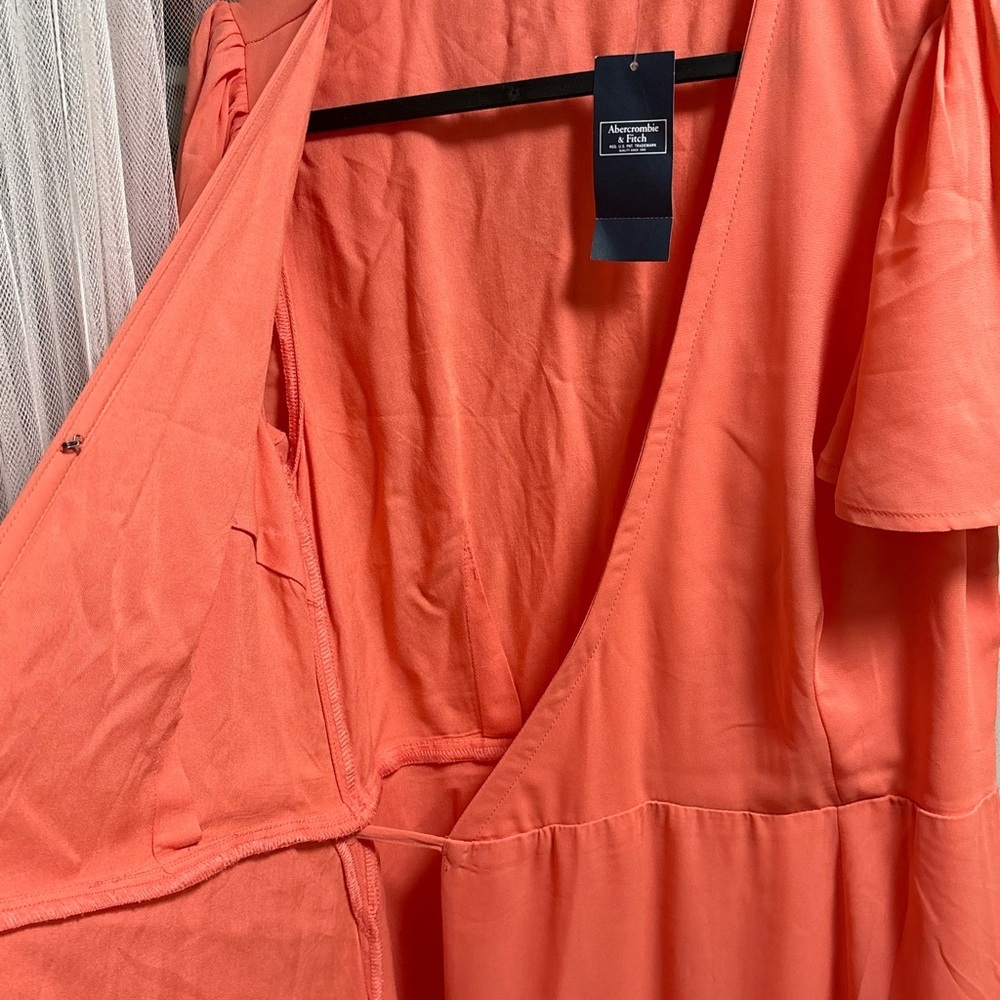 NWT Abercrombie & Fitch Coral Wrap Midi Dress Women’s Small Feminine - Picture 9 of 16